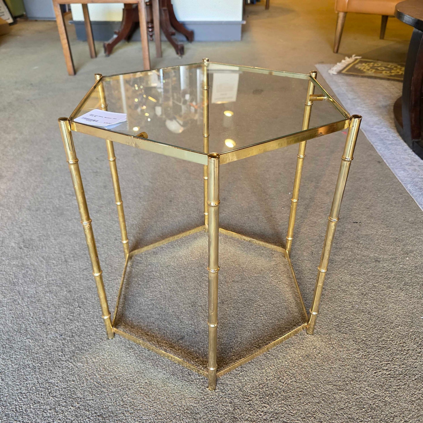 Gold and Glass "Bamboo" Side Table