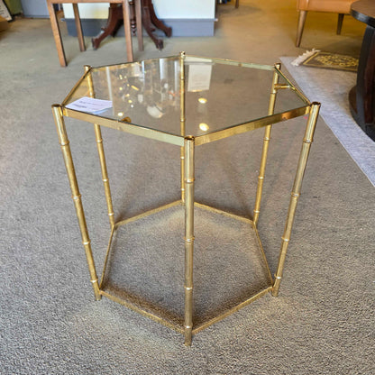 Gold and Glass "Bamboo" Side Table