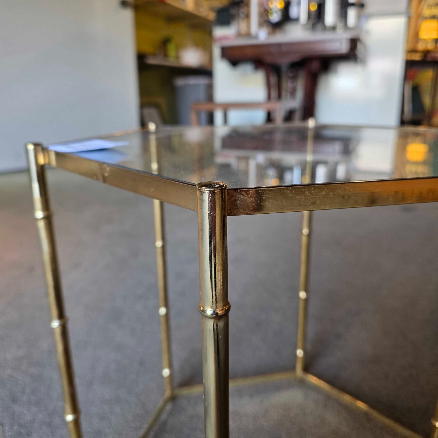 Gold and Glass "Bamboo" Side Table