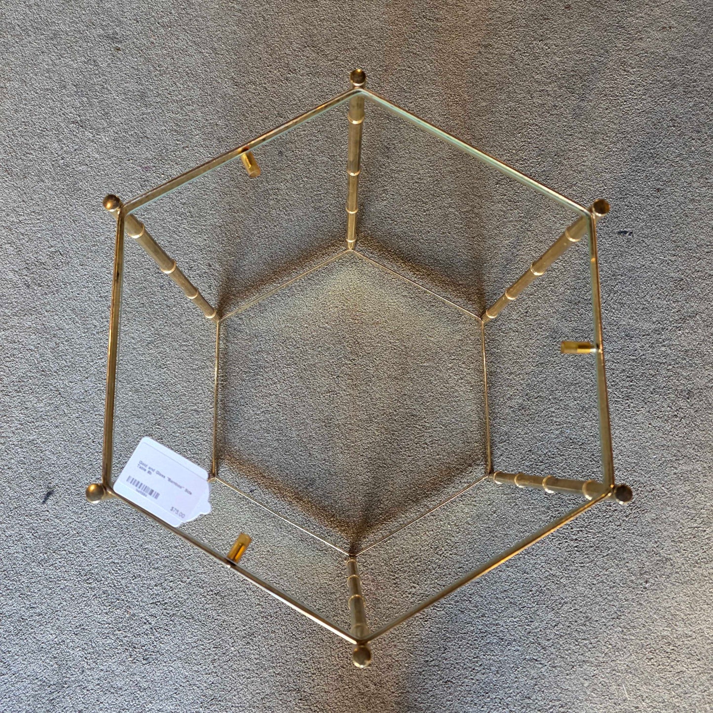 Gold and Glass "Bamboo" Side Table