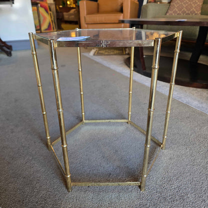 Gold and Glass "Bamboo" Side Table