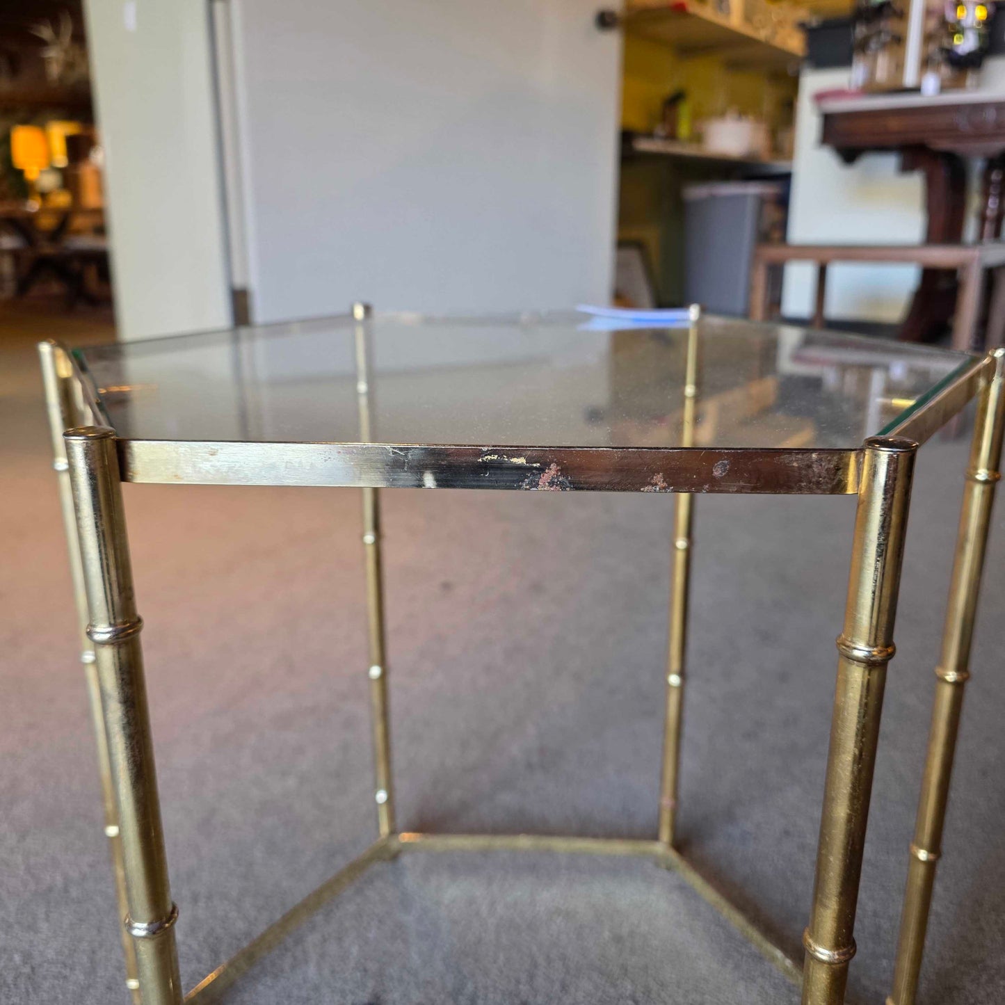 Gold and Glass "Bamboo" Side Table
