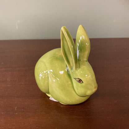Signed Ceramic Green Bunny