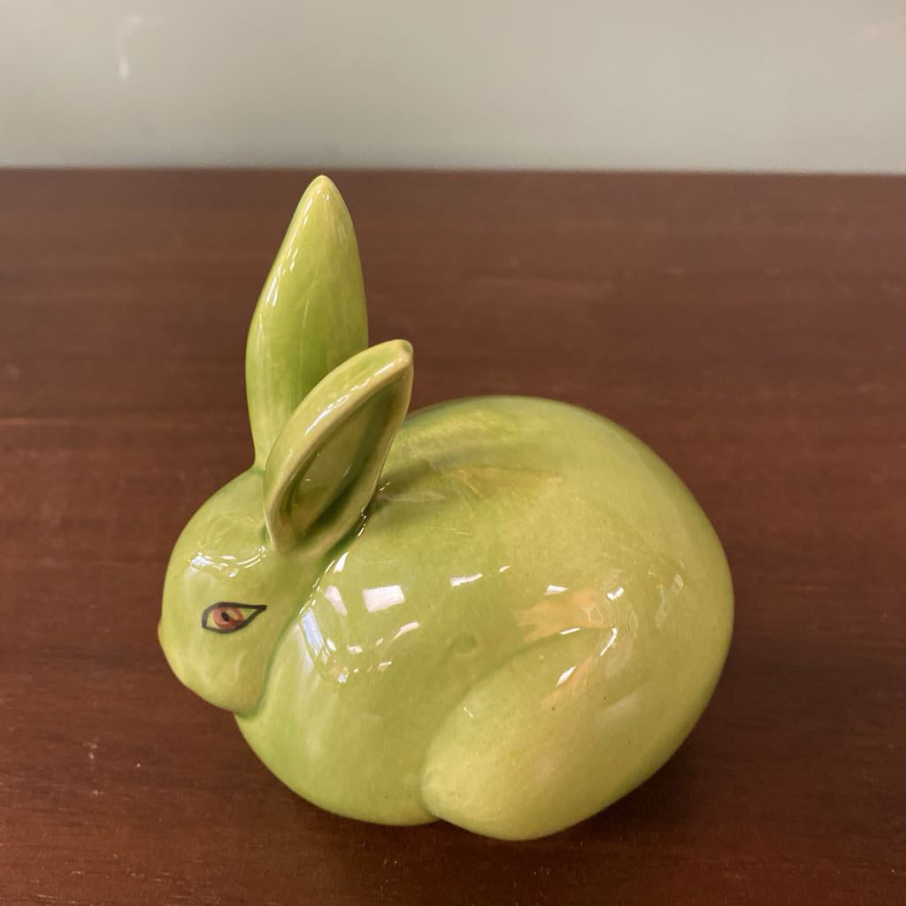 Signed Ceramic Green Bunny