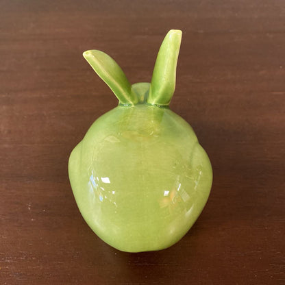 Signed Ceramic Green Bunny