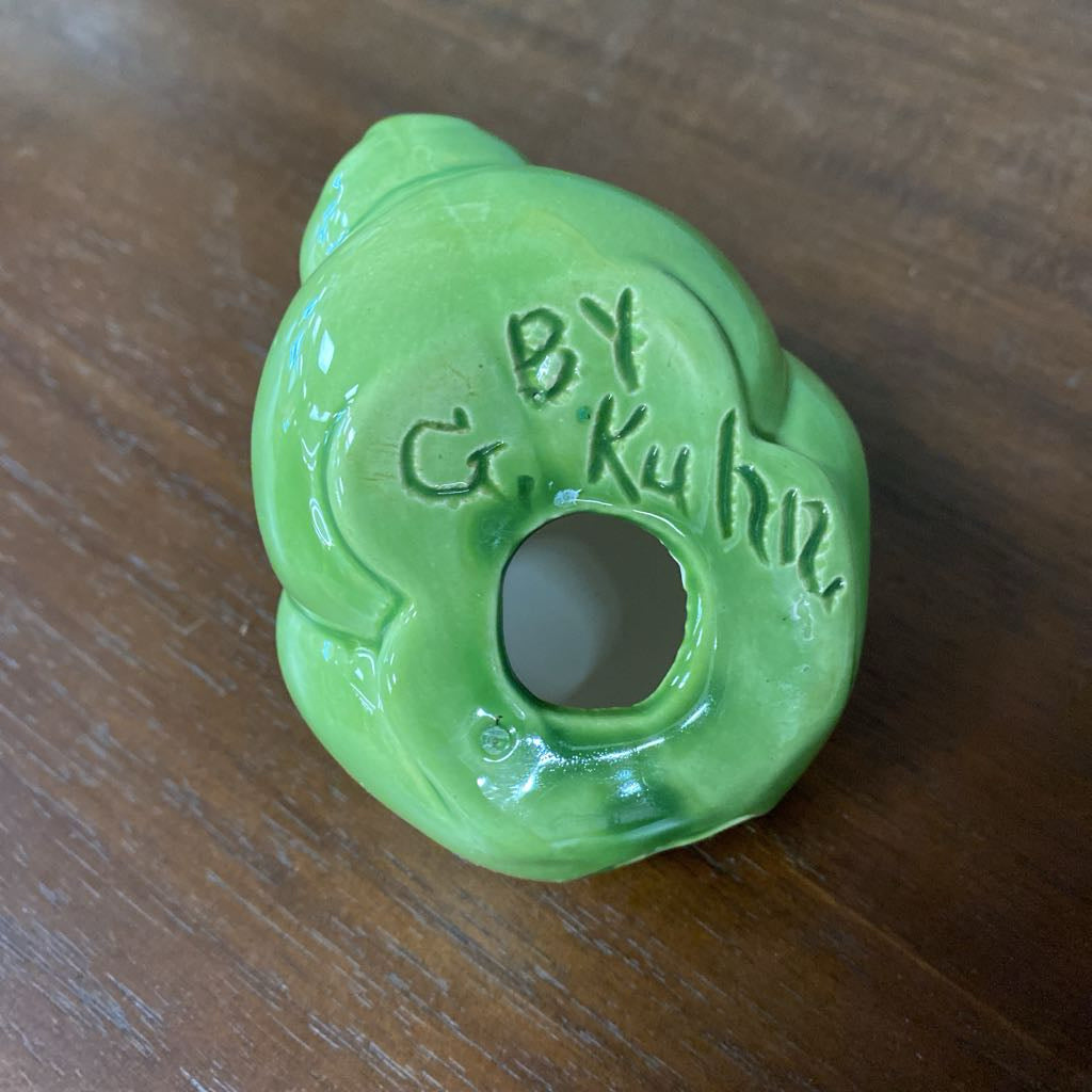 Signed Ceramic Green Bunny