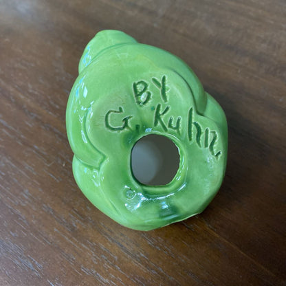 Signed Ceramic Green Bunny