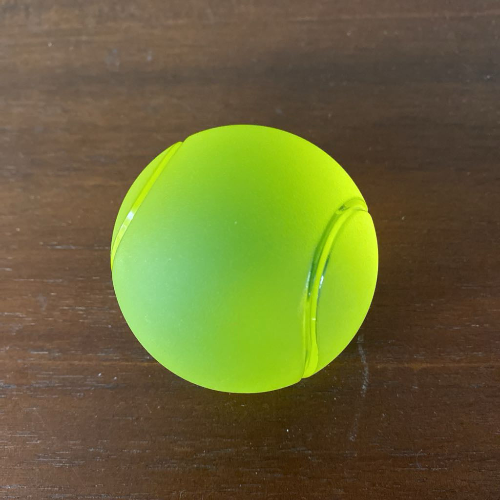 MURANO Green Glass Tennis Ball Paperweight