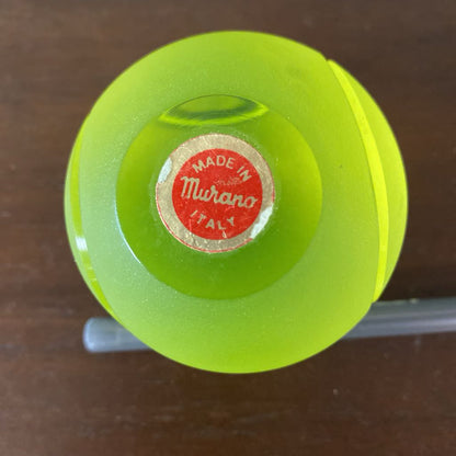 MURANO Green Glass Tennis Ball Paperweight