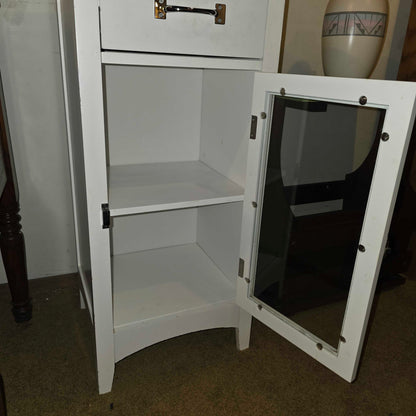 White 1 Drawer Small Cabinet with Glass Door