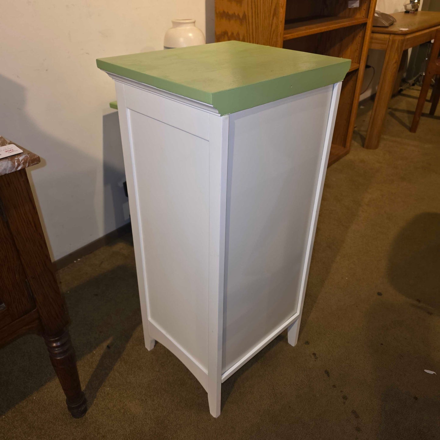 White 1 Drawer Small Cabinet with Glass Door