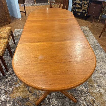 Danish Teak Expanding Dining Table w/ Two Leafs