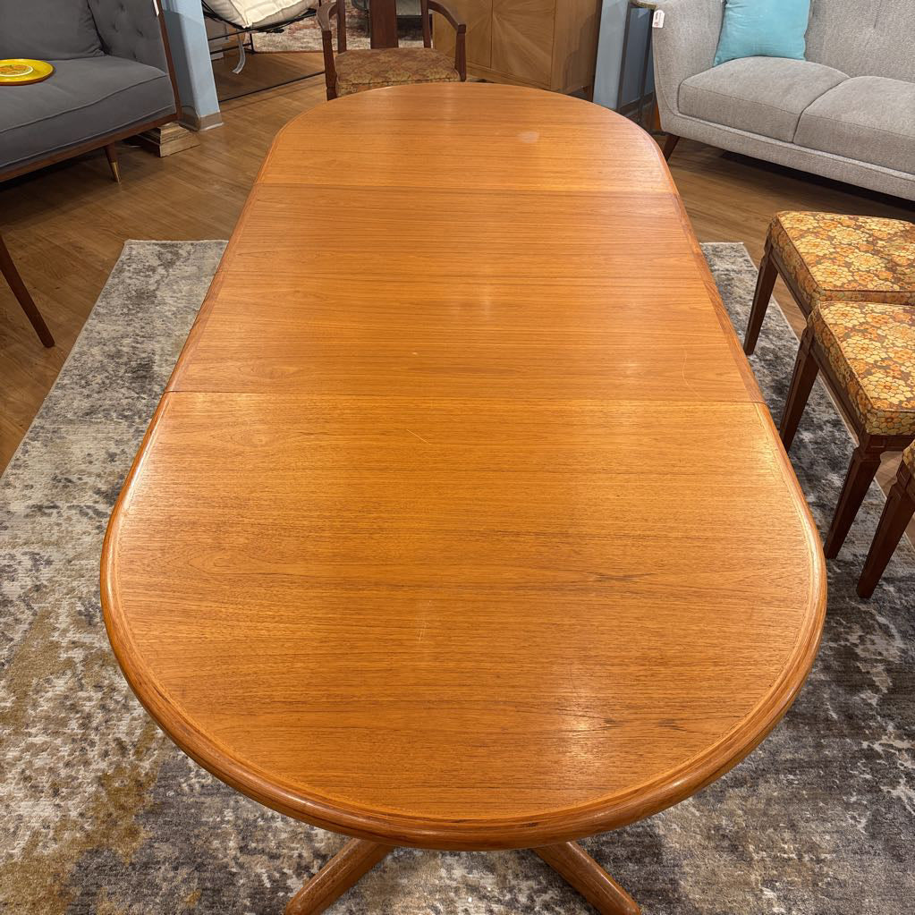 Danish Teak Expanding Dining Table w/ Two Leafs
