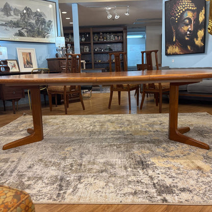 Danish Teak Expanding Dining Table w/ Two Leafs