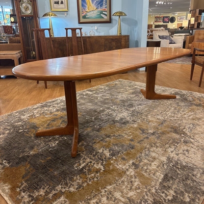 Danish Teak Expanding Dining Table w/ Two Leafs