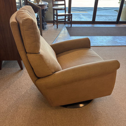American Leather Taupe Fabric Swivel Recliner