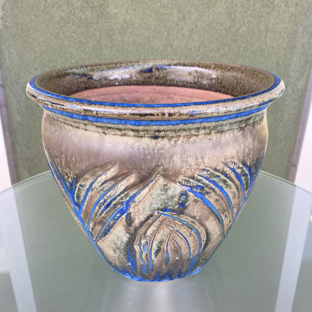 Outdoor Blue & Green Glazed Planter Pot