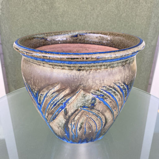 Outdoor Blue & Green Glazed Planter Pot