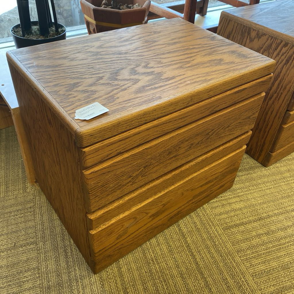 Vintage Oak Two Drawer Nightstand