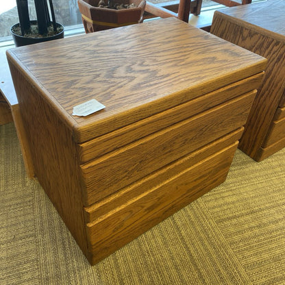 Vintage Oak Two Drawer Nightstand
