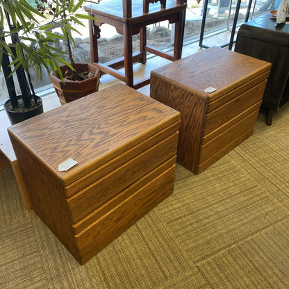 Vintage Oak Two Drawer Nightstand