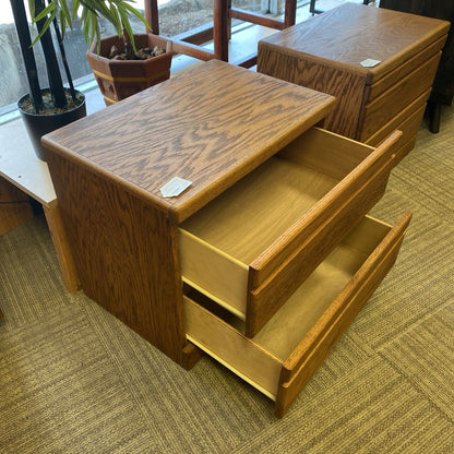 Vintage Oak Two Drawer Nightstand