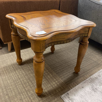 Square Scalloped Inlayed Contrasting Grain Top Side Table