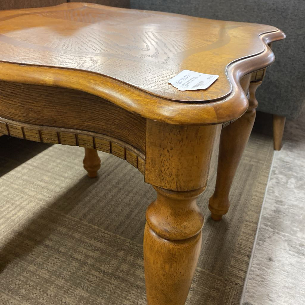 Square Scalloped Inlayed Contrasting Grain Top Side Table
