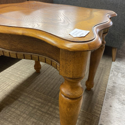 Square Scalloped Inlayed Contrasting Grain Top Side Table