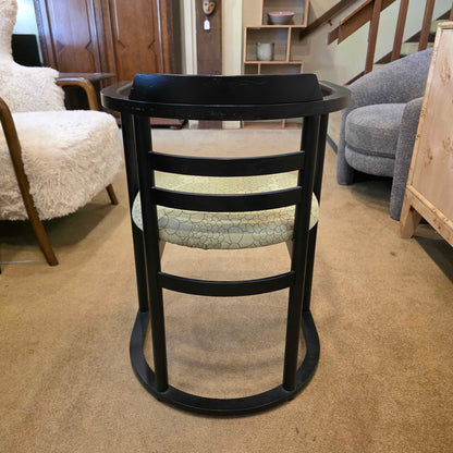 Black Chinoiserie Style Curved Back DIning Chairs w Green Seat set of 4