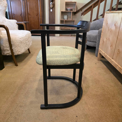 Black Chinoiserie Style Curved Back DIning Chairs w Green Seat set of 4
