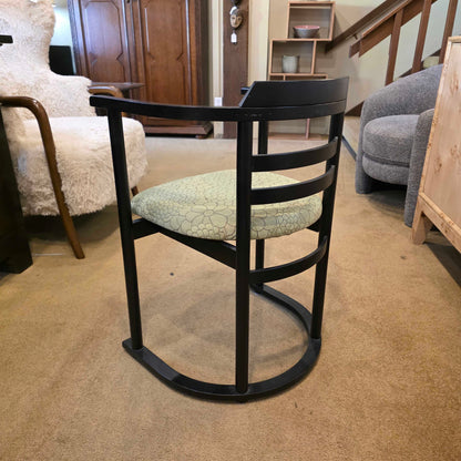 Black Chinoiserie Style Curved Back DIning Chairs w Green Seat set of 4