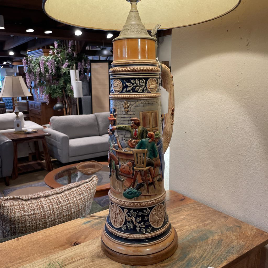 Retrofitted German Stein Table Lamp