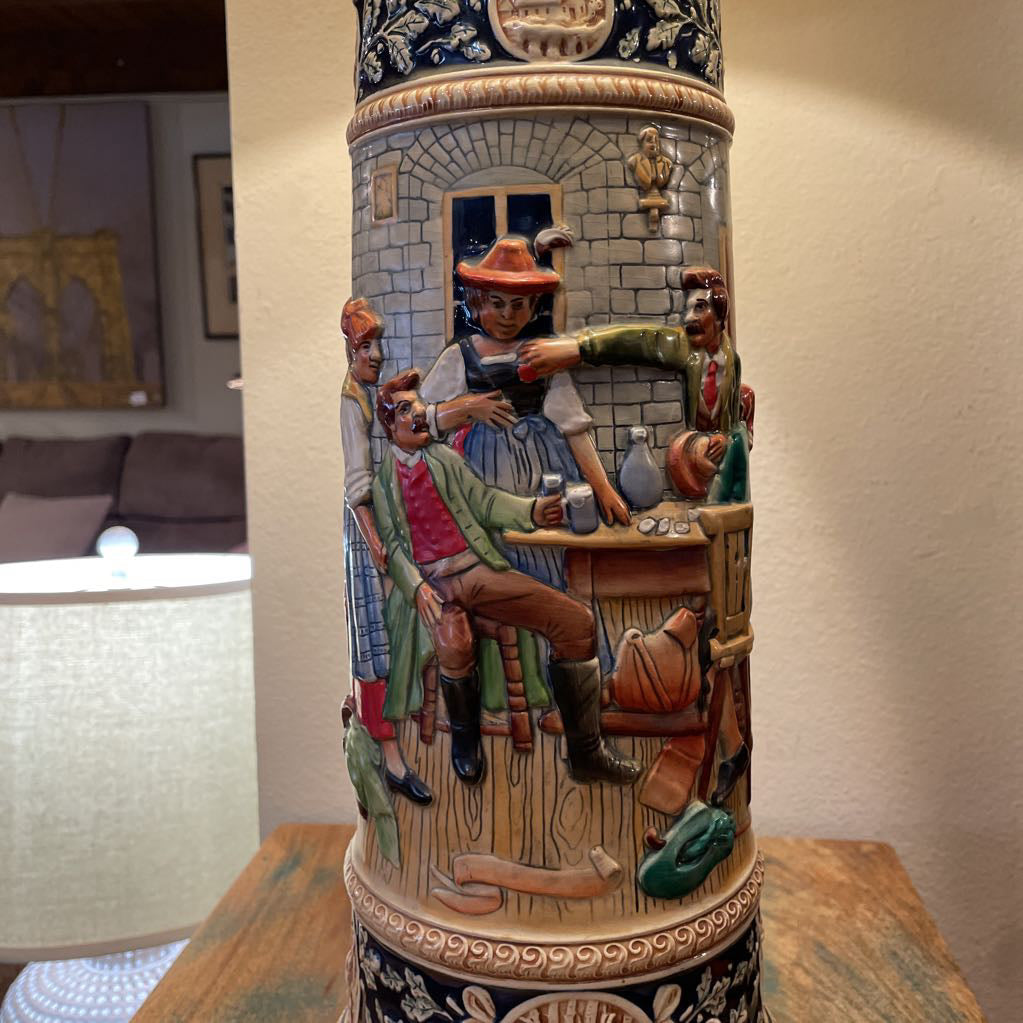 Retrofitted German Stein Table Lamp