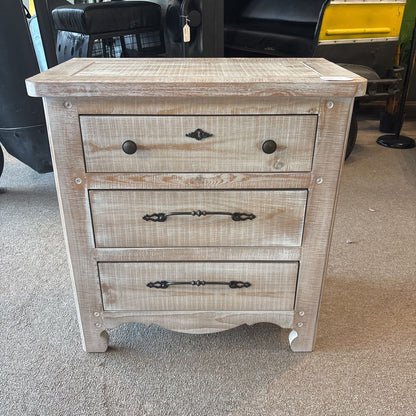 Chalk Pine Rustic 3 Drawer Nightstand