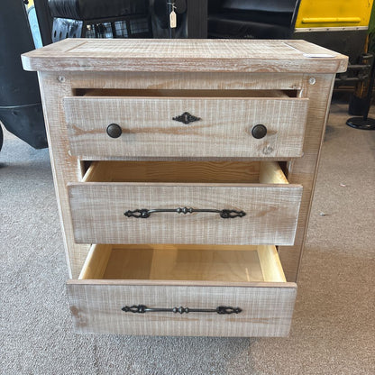 Chalk Pine Rustic 3 Drawer Nightstand