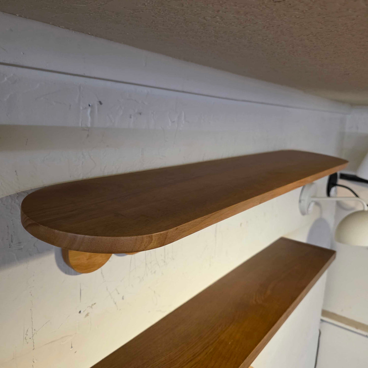38" Scalloped Brass & Oak Finish Coat Rack Large
