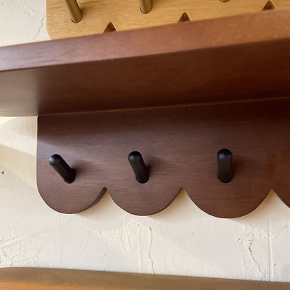 38" Scalloped Walnut Finish & Black Coat Rack Large C COAT RACKS