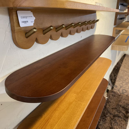 38" Scalloped Walnut Finish & Black Coat Rack Large C COAT RACKS