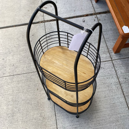Black Metal & Wood Three Tier Organizer