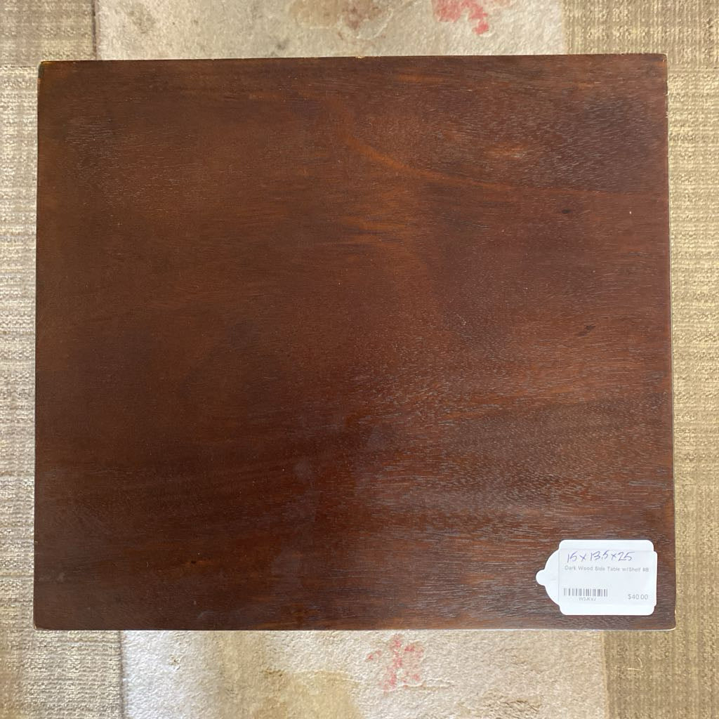 Dark Wood Side Table w/Shelf