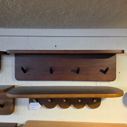 24" Straight-Edge Walnut Finish & Black Coat Rack