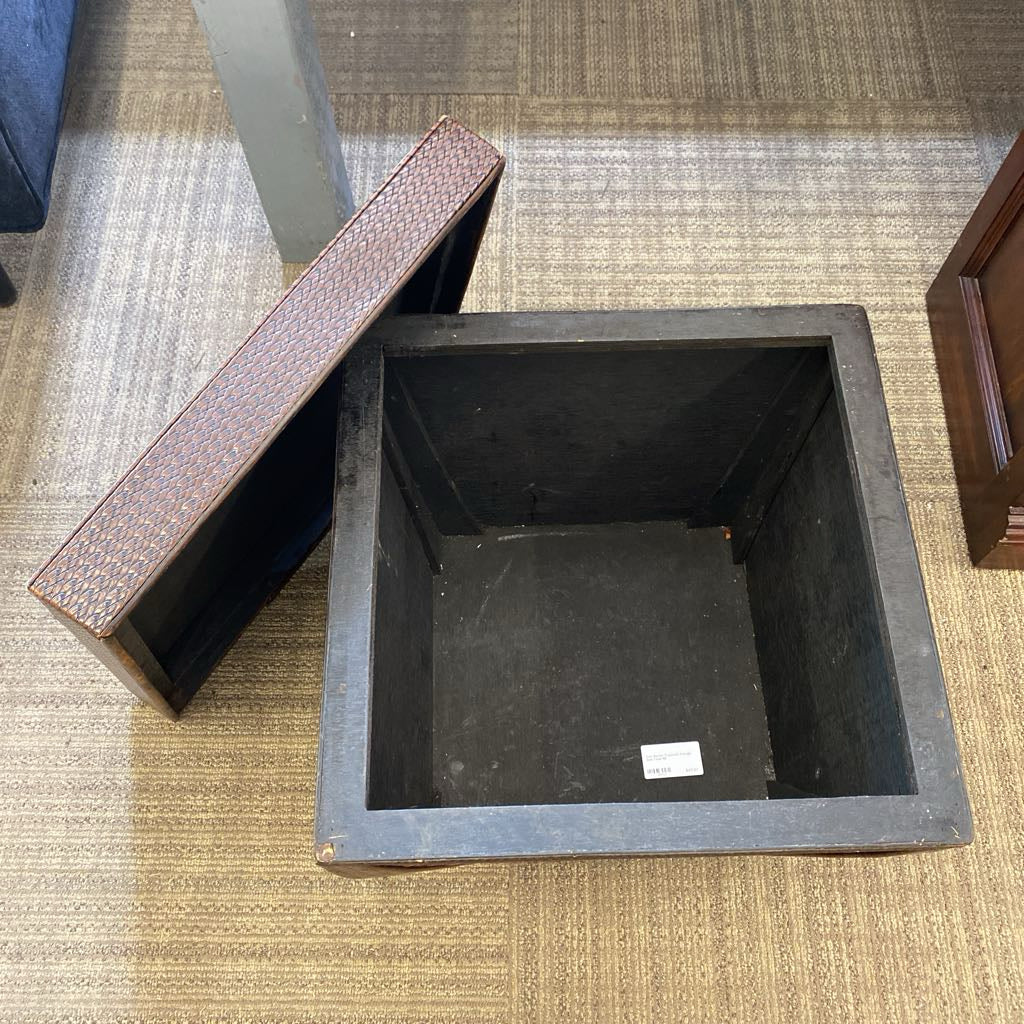 Dark Rattan Trapezoid Storage Side Table