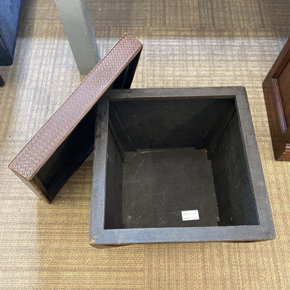 Dark Rattan Trapezoid Storage Side Table