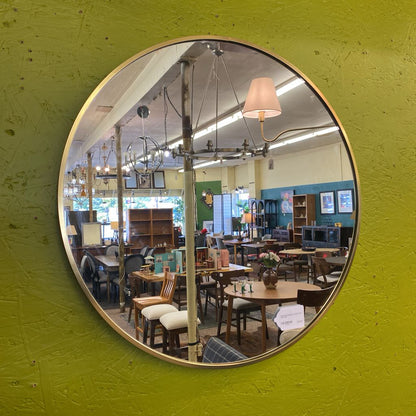 Round Contemporary Gold Frame Mirror