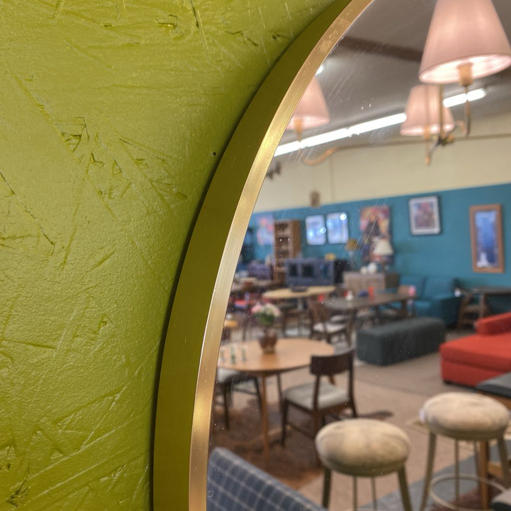 Round Contemporary Gold Frame Mirror