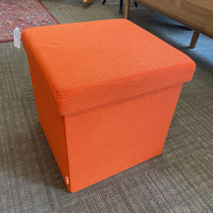 POPPIN Orange Folding Storage Cube Ottoman