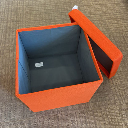 POPPIN Orange Folding Storage Cube Ottoman