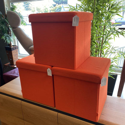 POPPIN Orange Folding Storage Cube Ottoman