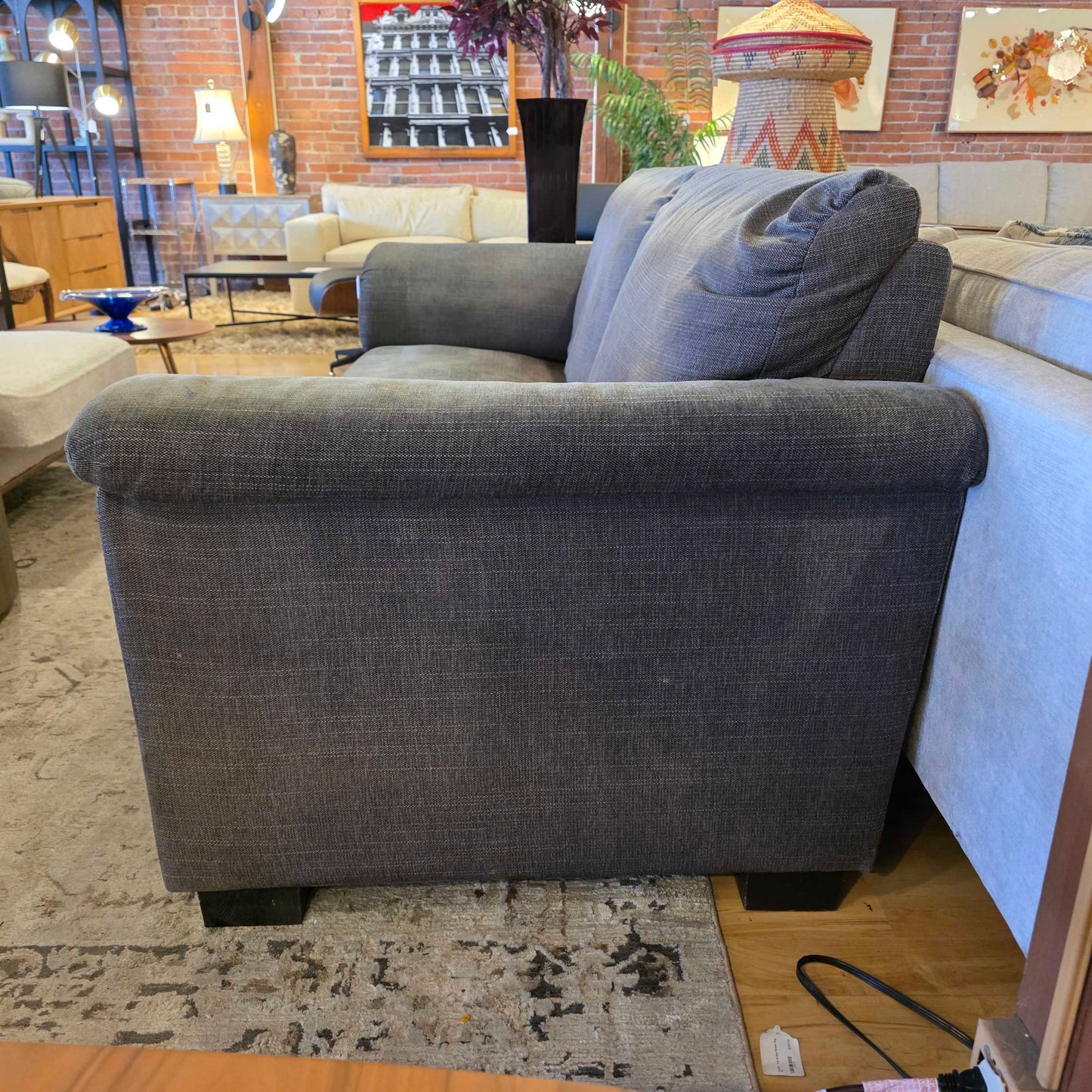 Dark Grey Fabric Curved Arm Sofa